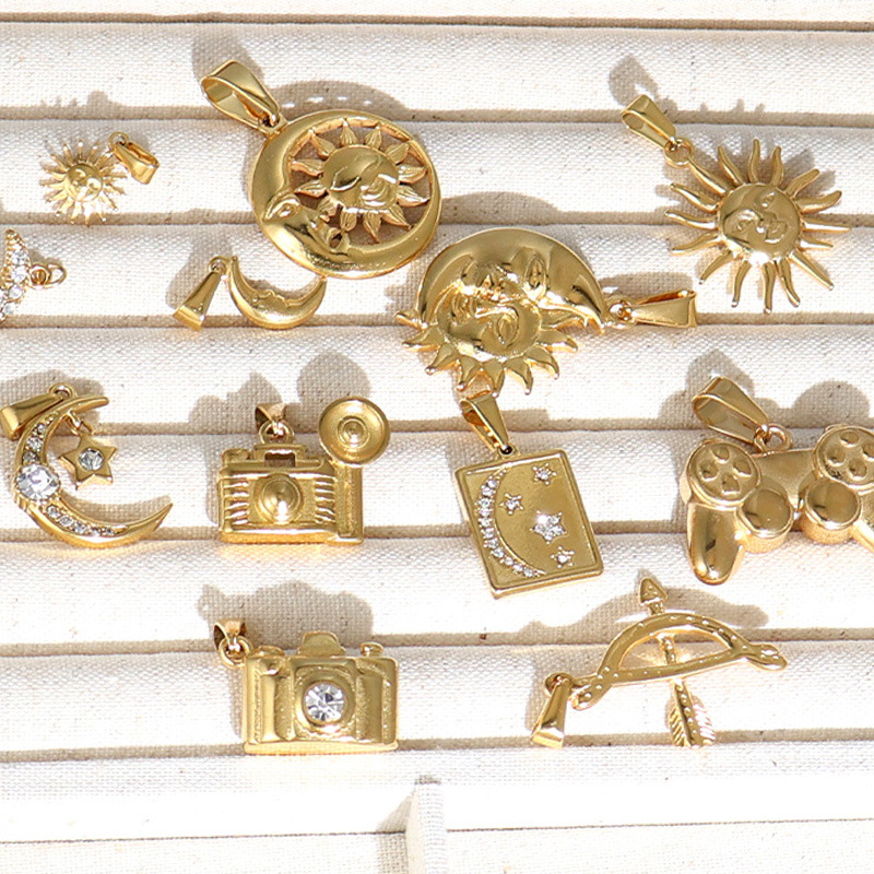 4g Weight Pendant Jewelry Making Type 14.1*11.2mm, 18.8*13mm Jewelry Making Size Real Gold Plated Plating Material DIY Jewelry Accessories Classification 1 Piece Quantity 304 Stainless Steel, 316 Stainless Steel Material Sun, Moon Pattern Retro, Simple Style Style Waterproof Non Tarnish Craft 1 Piece 14.1*11.2mm 18.8*13mm 304 Stainless Steel 316 Stainless Steel Real Gold Plated Sun Moon Pendant DIY Jewelry Accessories 4