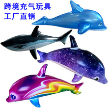 彩色充气海豚大号海豚玩具欧美跨境水上派对玩具批发星空海豚鱼