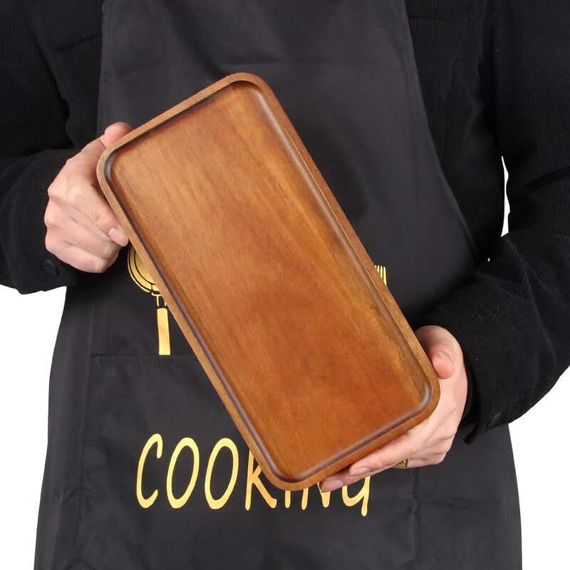 アカシア木製トレイ ホテル ティートレイ 家庭用フルーツトレイ バーベキュートレイ 竹木製食器 長方形ディナープレート Amazon|undefined