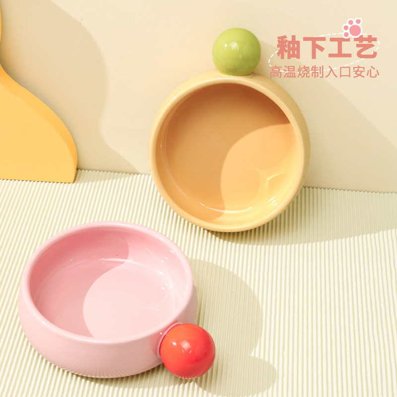 Cuenco de cerámica de frijoles de azúcar, gato, mascota, un solo tazón, barbilla anti-negra, gran calibre, canina para mascotas, tazón de cerámica para gatos, tazón doble