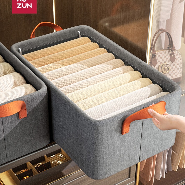 Clothes Storage Box, Layered Fabric Storage Basket in the Wardrobe, Pants Storage Box, Compartmentalized Storage Box