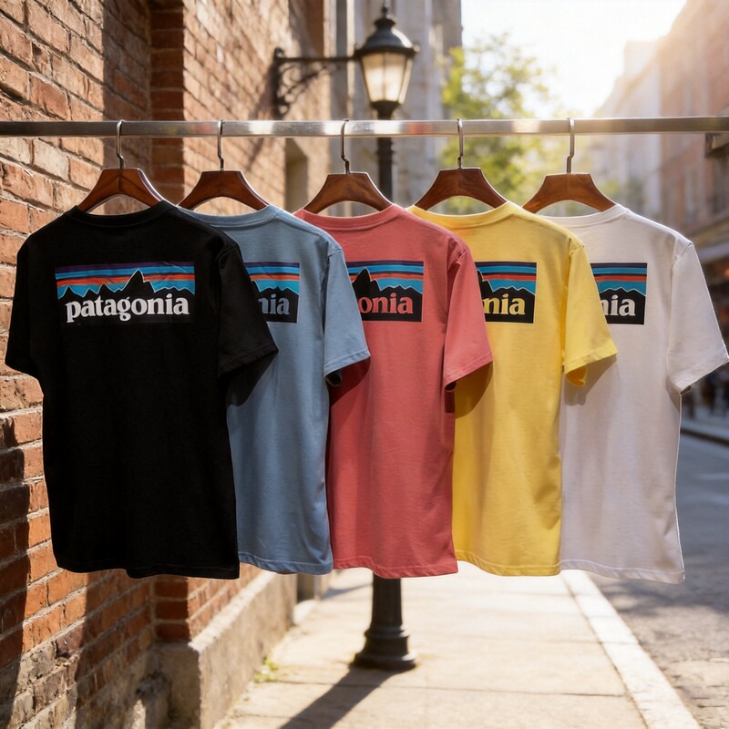 Patagonia Men's Short-Sleeved T-Shirt with Mountain Logo Print, 48-Hour Shipping, Cross-Border Foreign Trade Wholesale