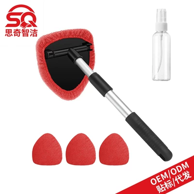 Set Car Wash Window — Car cleaning tools - 1-pentagonal-plastic-piece-4-red-cloth-covers-1-50ml-spray-bottle