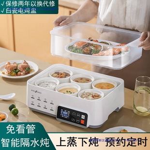 Ceramic Stew Pot with Water Separator for Home Use, Suitable for Four to Six People, with Steamer Basket, Multifunctional Electric Steamer and Stew Pot