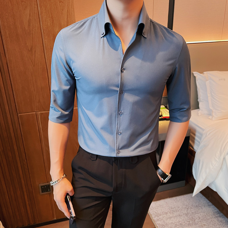 파란색 중간 소매