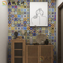 地中海釉面小花转300×300 玄关背景墙彩色花片瓷砖厨房吧台墙砖