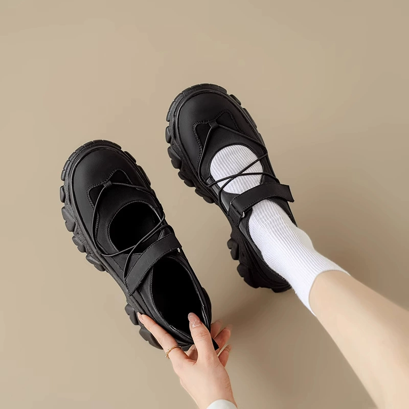 5cm кожаные спортивные ботинки Lefu для маленьких женщин, увеличенные кексы, повседневные одиночные туфли с круглой головой, женские туфли Мэри Джейн