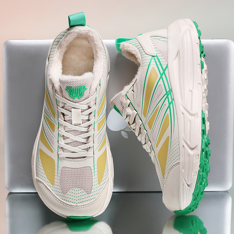 跨境宽头运动鞋男女情侣款大码舒适加绒休闲鞋冬季保暖通勤运动鞋