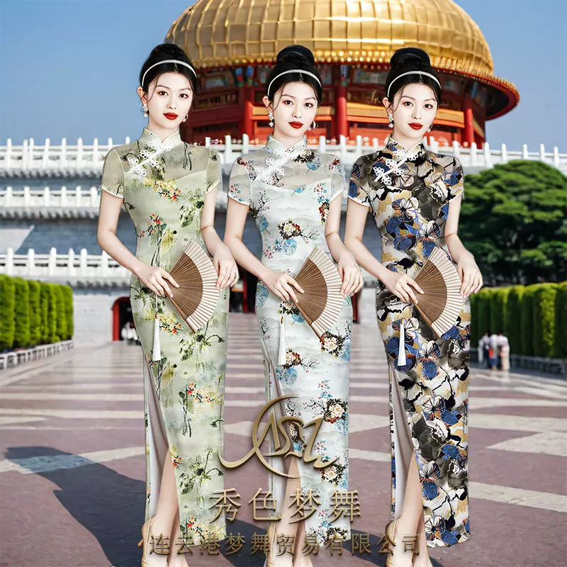 新中式复古清冷改良旗袍少女年轻款绿色春夏季日常国风素雅连衣裙