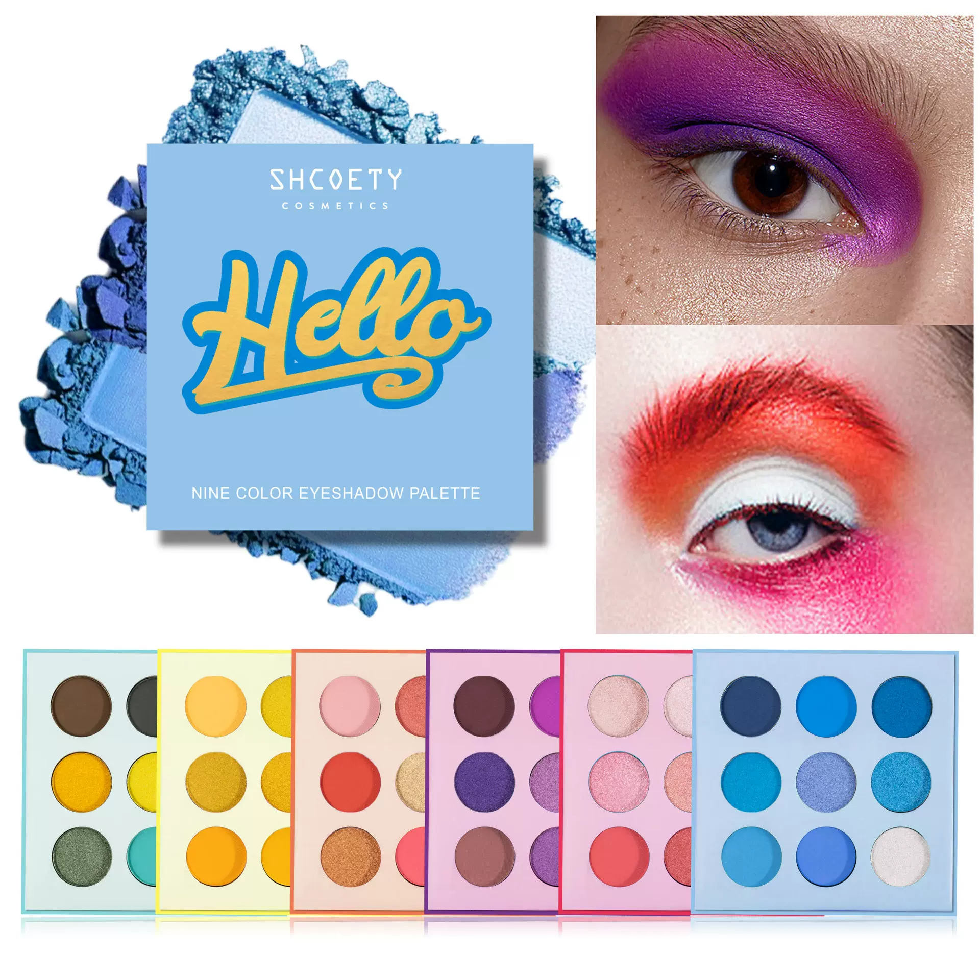 SHCOETY多巴胺9色眼影盘多功能珠光哑光闪粉易上色不脱妆舞台眼影