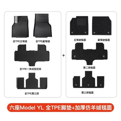 Suitable for Tesla Six-Seater Model Modelə uyğun ayaqaltı - six-seater-version-model-yl-tpe-floor-mats-elbow-gauze-surface