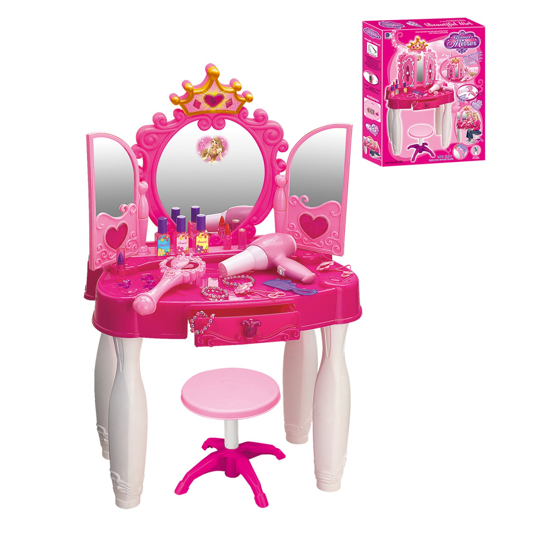 Princesa infantil梳妆台 luces y música para el hogar accesorios simulación conjunto de juguetes para vestir para el hogar transfronterizo