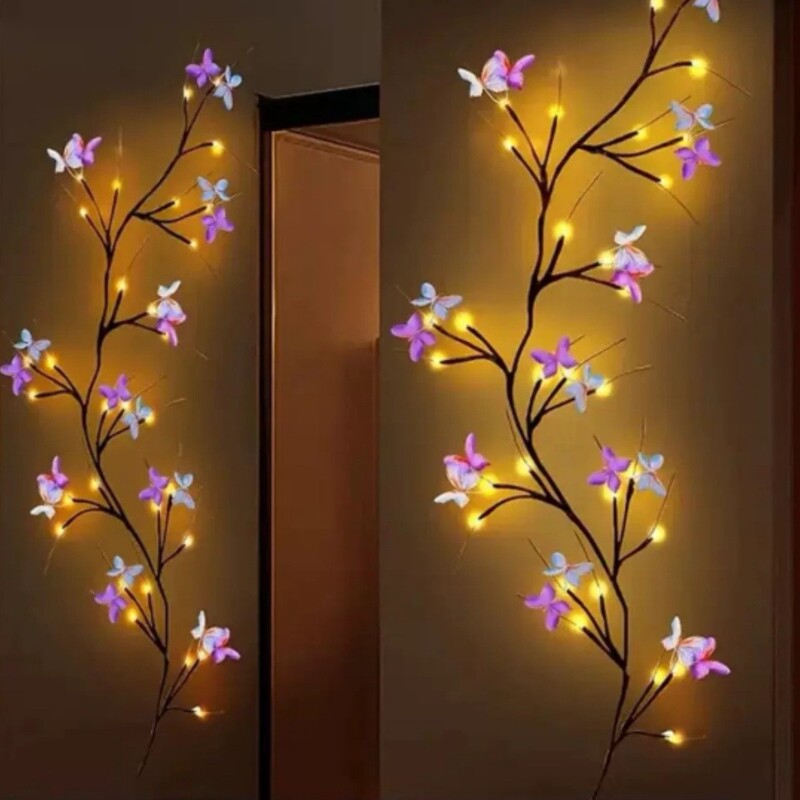 Led Branch Lamp Room Wall Decoration Butterfly Branch Lamp Climbing Wall Magic Wicker Lamp Artificial Plant Shape Lamp