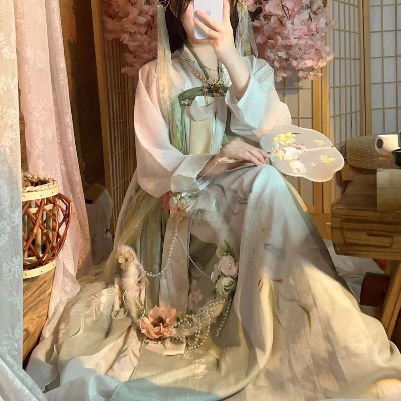 Spring and Summer Hanfu Women's Tang Style Chest-length Skirt Student's Ancient Coat suit National Style New Chinese Style Skirt Photo Travel Spring and Summer Hanfu Women's Tang Style Chest-length Skirt Student's Ancient Coat suit National Style New Chinese Style Skirt Photo Travel