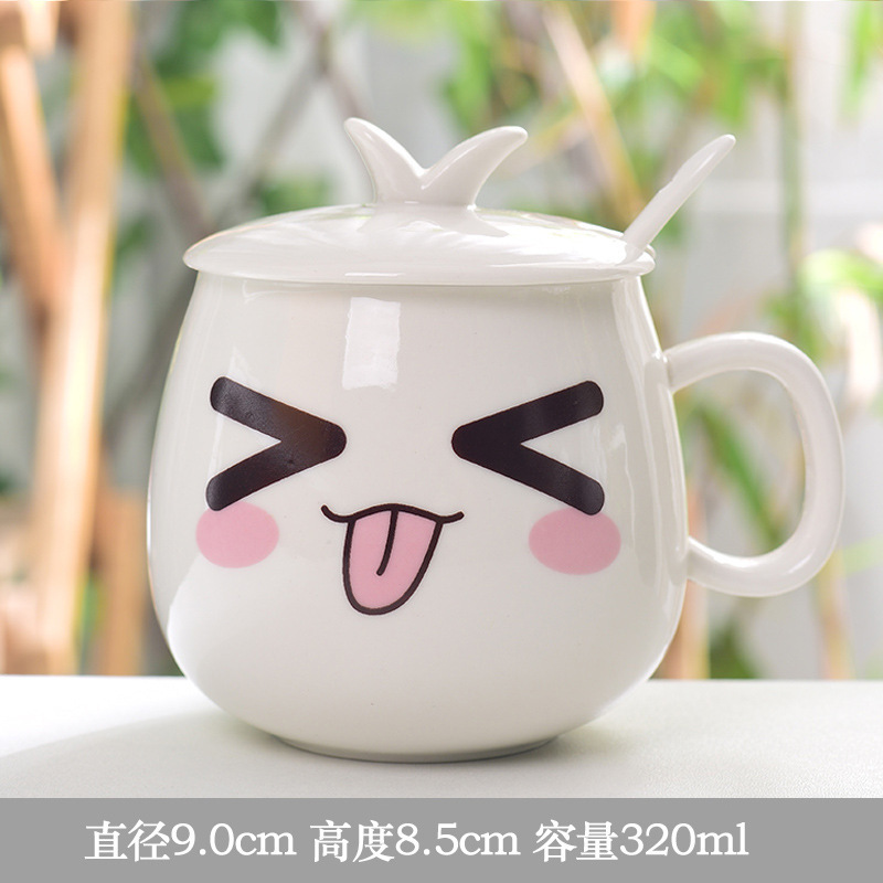 Taza de personalidad creativa Taza de cerámica con cuchara Taza de bebida de pareja de moda Taza de café casera Taza de agua de expresión