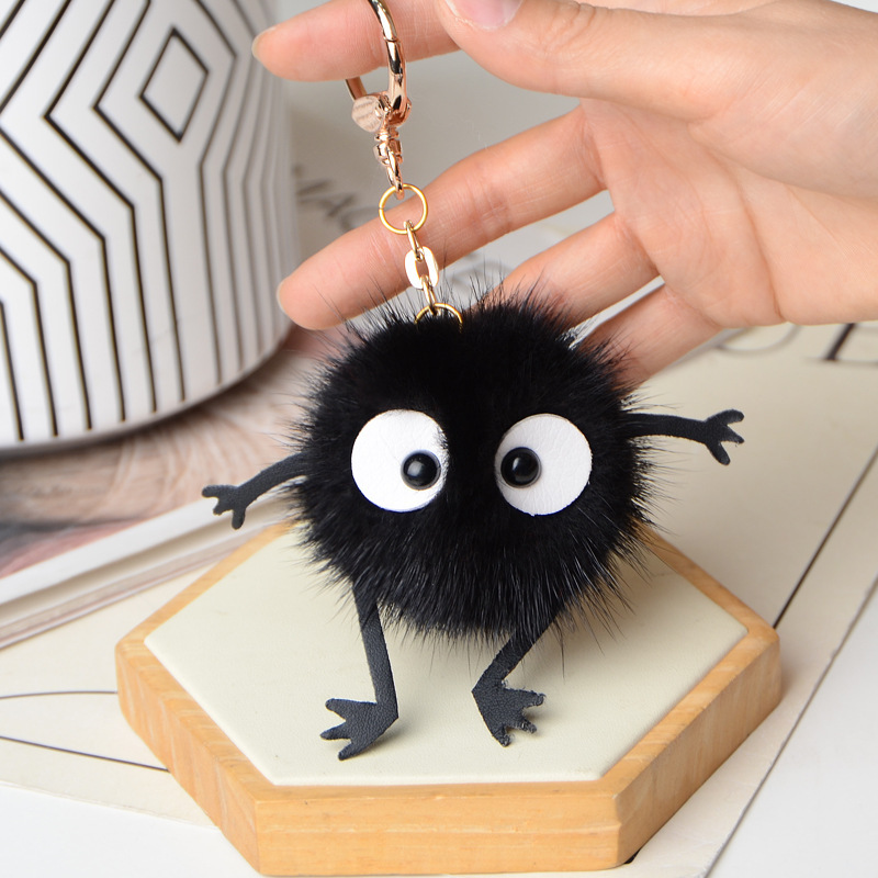 Cute Mink Hair Large Small Coal Ball Doll Car Keychain Pendant Internet Celebrity Plush Schoolbag Bag Hanging Gift Cute Mink Hair Large Small Coal Ball Doll Car Keychain Pendant Internet Celebrity Plush Schoolbag Bag Hanging Gift
