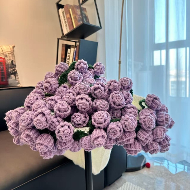 完成したバラの花束ブランケット、昼寝ブランケット、ガールフレンドへのバレンタインデーギフト、99個の花ブランケット、バラの花ブランケット|undefined
