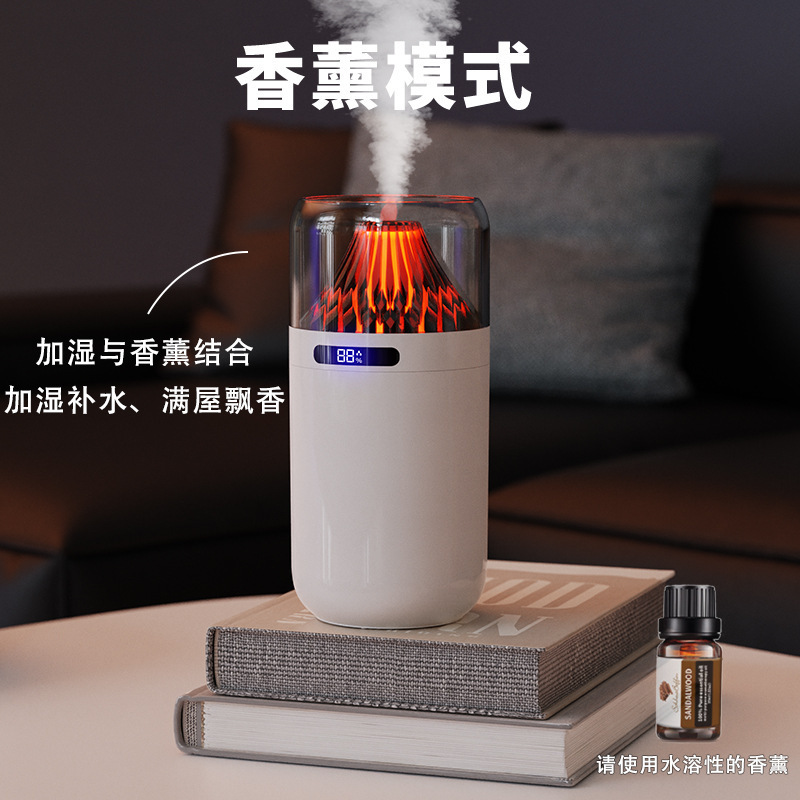 跨境新款仿真火山加湿器卧室家用桌面小型办公室车载火焰喷香薰机|undefined