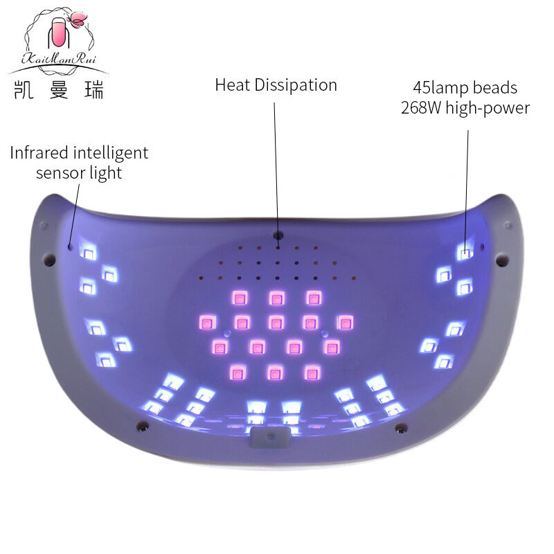 Lámpara de uñas 268W Lámpara para hornear de uñas de alta potencia, taladro, pegamento de esmalte de uñas inteligente de dos manos, lámpara de fototerapia, máquina de uñas para tienda de uñas