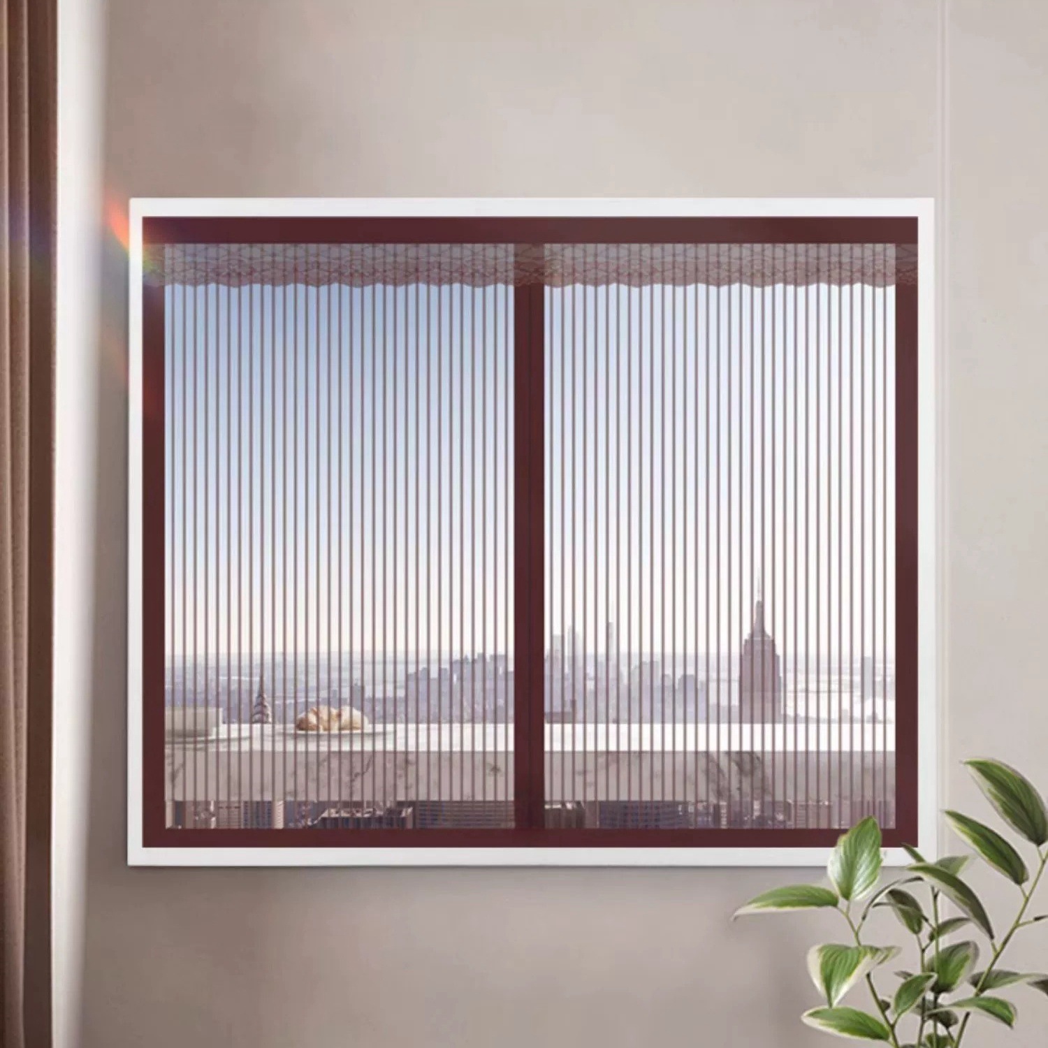 다크 브라운 레이스 암호화 스트라이프 화면 창