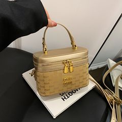 高级质感盒子包包miu轻奢拼接潮流印花时尚手提小方包链条斜挎包