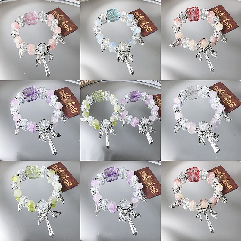 Sugar Cube Bracelet Wholesale Crystal Glass Beaded Bracelet Niche Design Couple Best Friend Cultural Creative Hot Selling Hand Jewelry