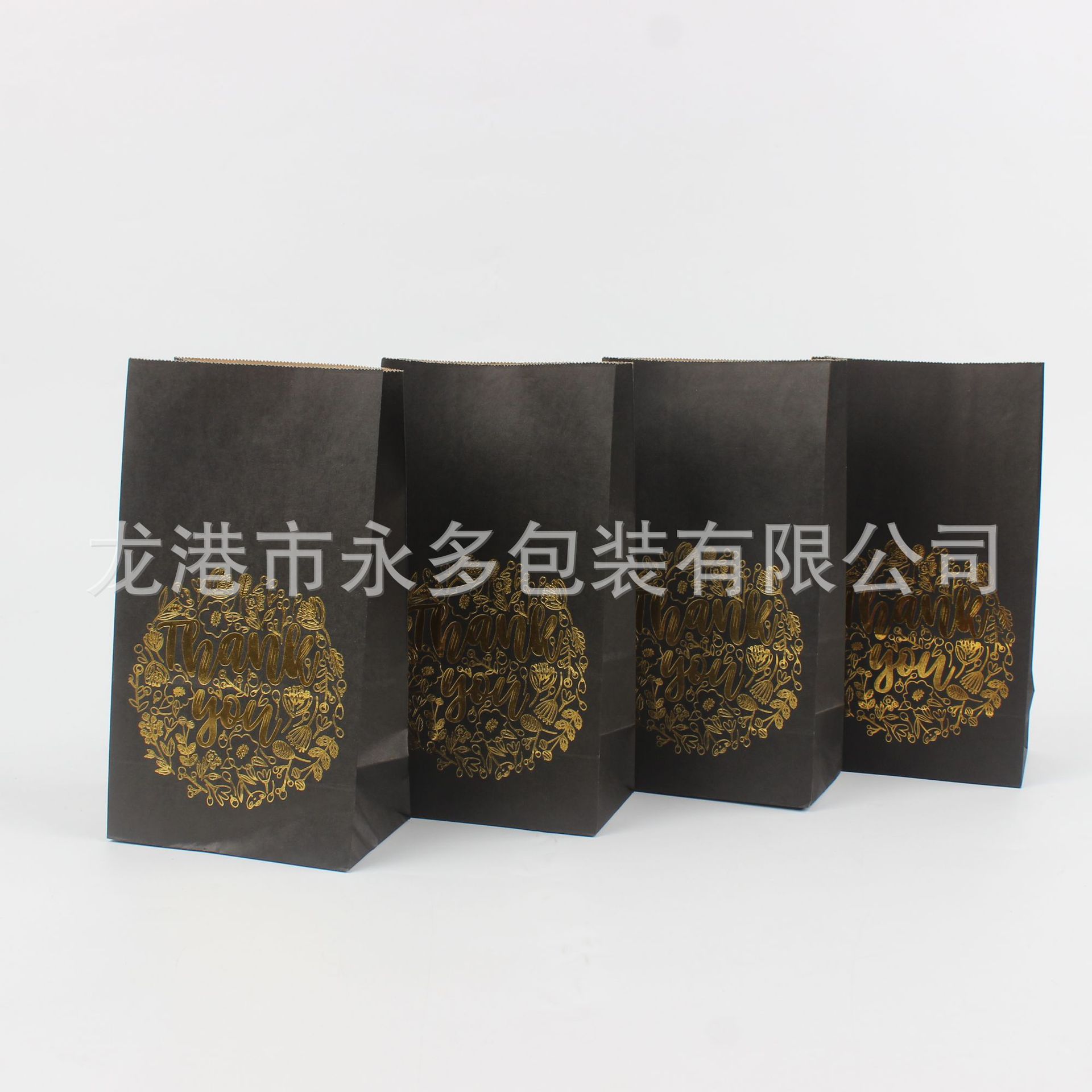 跨境新年黑金糖果纸袋Thank you派对装饰礼品礼物包装糖果袋现货