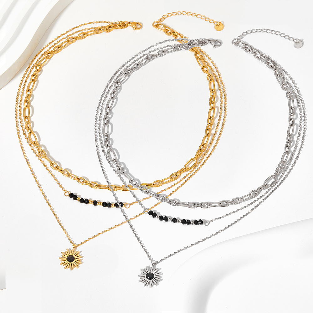 Fashion Geometric Sun Titanium Steel Layered Necklace Colorza_colorza_2