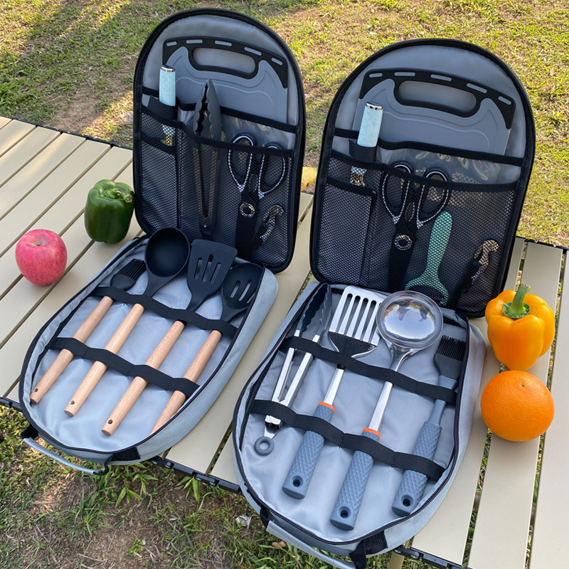 Outdoor Camping Cookware Set, Portable Knife Set, Picnic Knife Set, Kitchen Utensils, Picnic Tools, Melon Peeler and Cutting Board Set