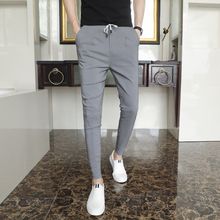 夏季九分裤修身小脚裤男社会精神小伙裤子男弹力紧身休闲裤男便宜