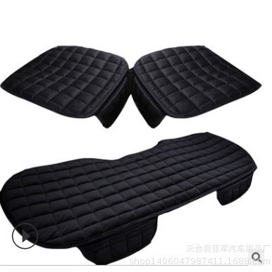 Car seat cushion winter set of three single piece without back cushion plush front seat cushion anti-slip no binding auto accessories - checkered