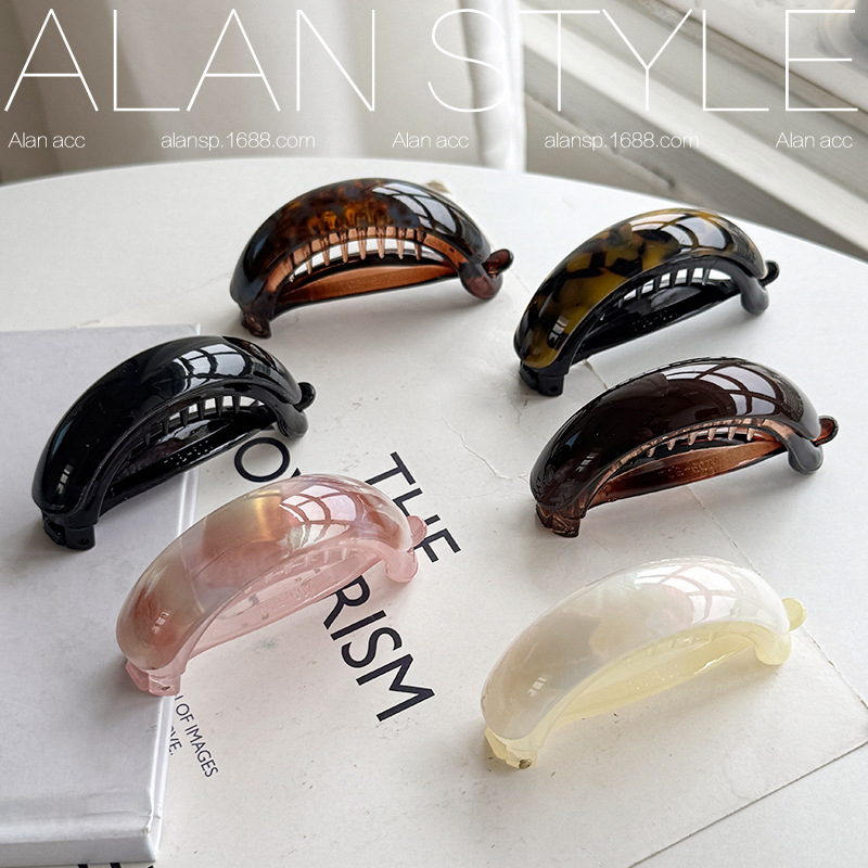 korean style acetic acid simple temperament high ponytail clasp back head hairpin headdress twist banana clip horizontal clip top clip