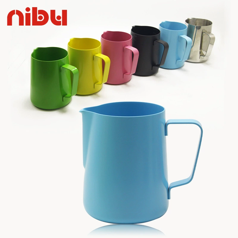 Цветной заостренный кувшин для латте-арта Nibu, утолщенный, из нержавеющей стали 304, чашка для взбивания молока (специальное предложение)