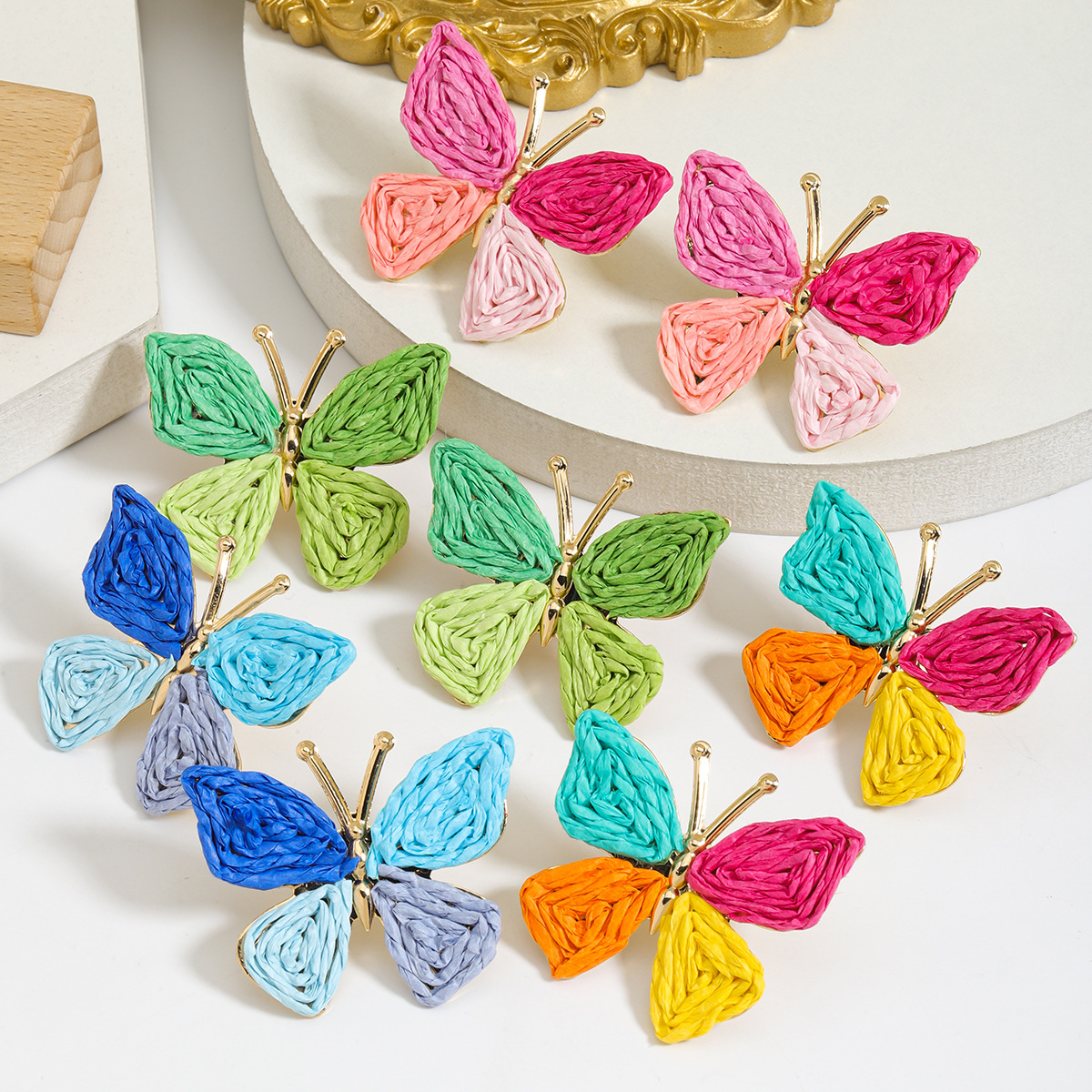 10g Weight 304 Stainless Steel Ear Needle Material Drop Earrings Classification 1 Pair Quantity Beach, Date, Tea Party Occasion raffia Material Heart Shape, Strawberry, Butterfly Pattern Women's Gender Bohemian Style 1 Pair Bohemian Heart Shape Strawberry Butterfly Raffia Drop Earrings 14