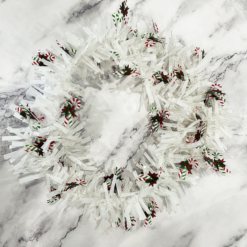 2 metros arreglo de decoración de muñeco de nieve de Navidad tiras de lana coloridas decoración de árbol de Navidad calcetines de Navidad macarrón tiras coloridas