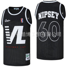 篮球服球衣NBA刺绣NIPSEY HUSSLE VL/60纯色系男运动训练背心上衣