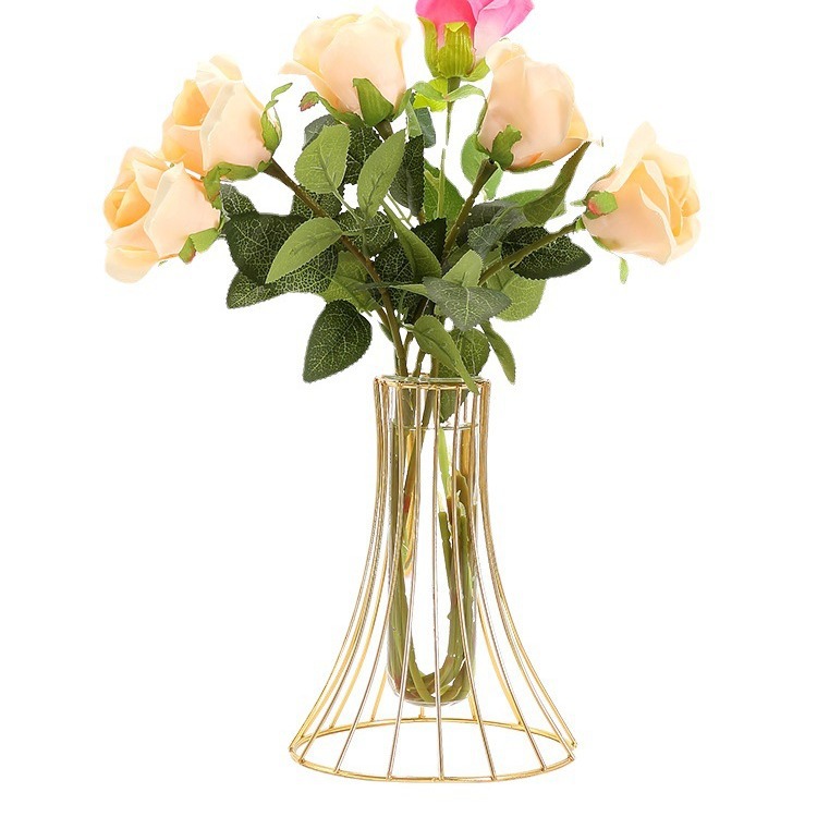 Fábrica al por mayor Nordic hierro forjado florero de vidrio seco hidropónico salón comedor Mesa TV gabinete té adornos Decoración