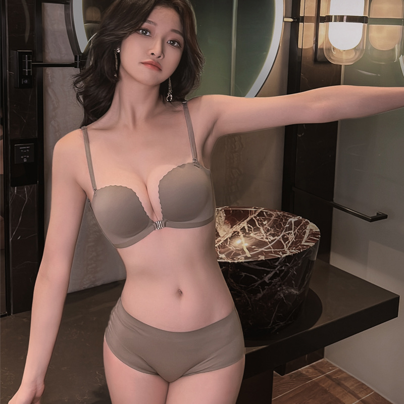 Hebilla frontal belleza espalda ropa interior Cruz invisible grande sin espalda ropa interior mujeres push up pequeño sujetador inalámbrico 8254