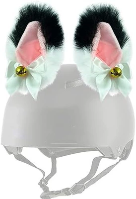 Motosiklet dəbilqələri – Helmet Decoration - white-ears-black-tips-cat-ears-and-lights