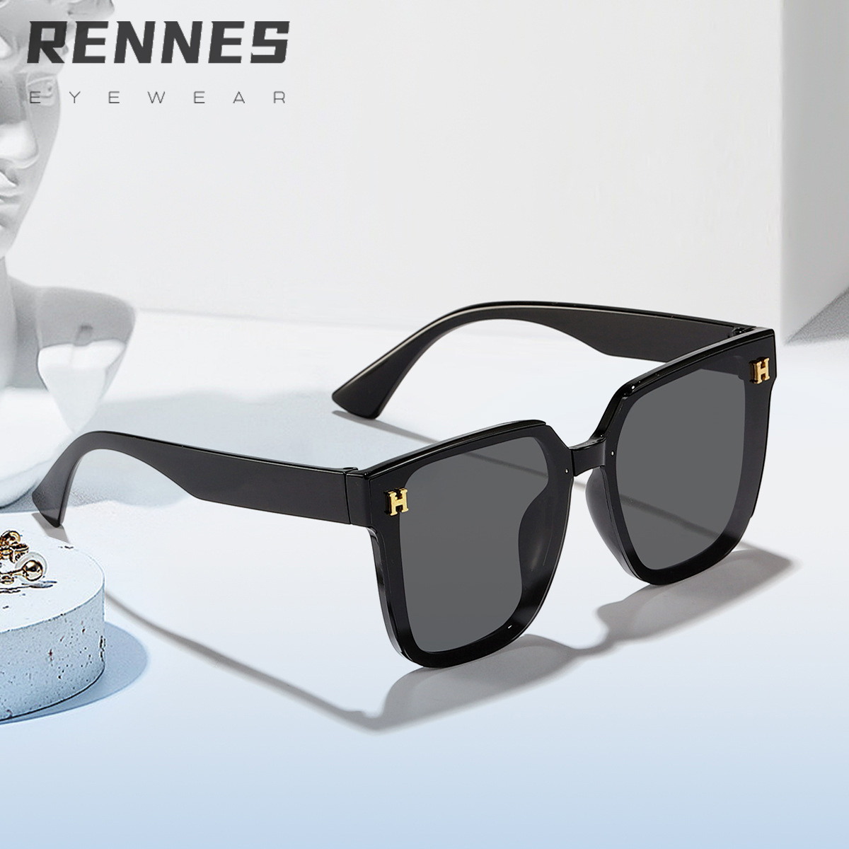 Nuevas gafas de sol de PC con letras de caja coreanas transfronterizas