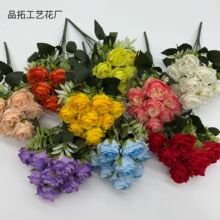 仿真9头雪山玫瑰花束婚庆婚礼堂路引插花假花材酒店拱门装饰绢花