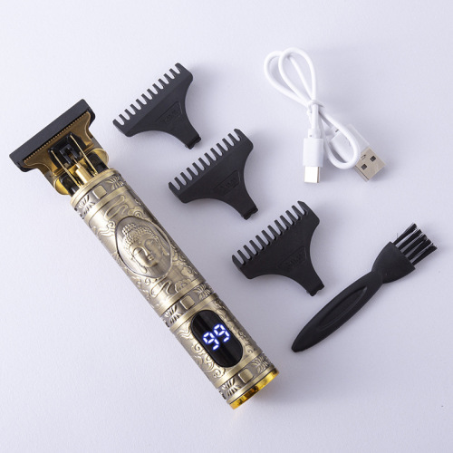 Cross-border new T9 LCD digital display electric clippers retro engraving oil head scissors children and adults home hair clippers