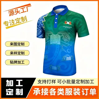 定制外贸速干运动短袖polo衫全身数码印花翻领上衣团体工作服夏季