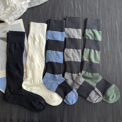 Double-needle colorful splicing lantern socks Japanese style pile socks long autumn and winter socks sets retro literary socks for women