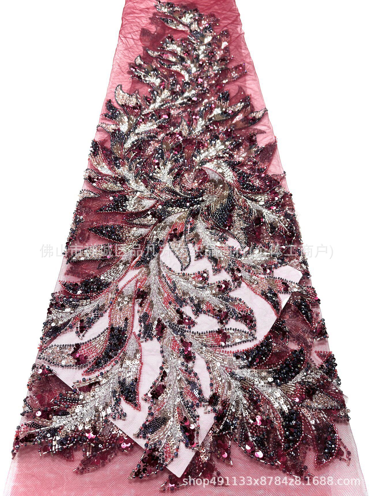 Fábrica directa industria pesada 6 tipos de tela bordada de cuentas de lujo vestido de boda cintura cola de pescado pequeña tela de cola image 12