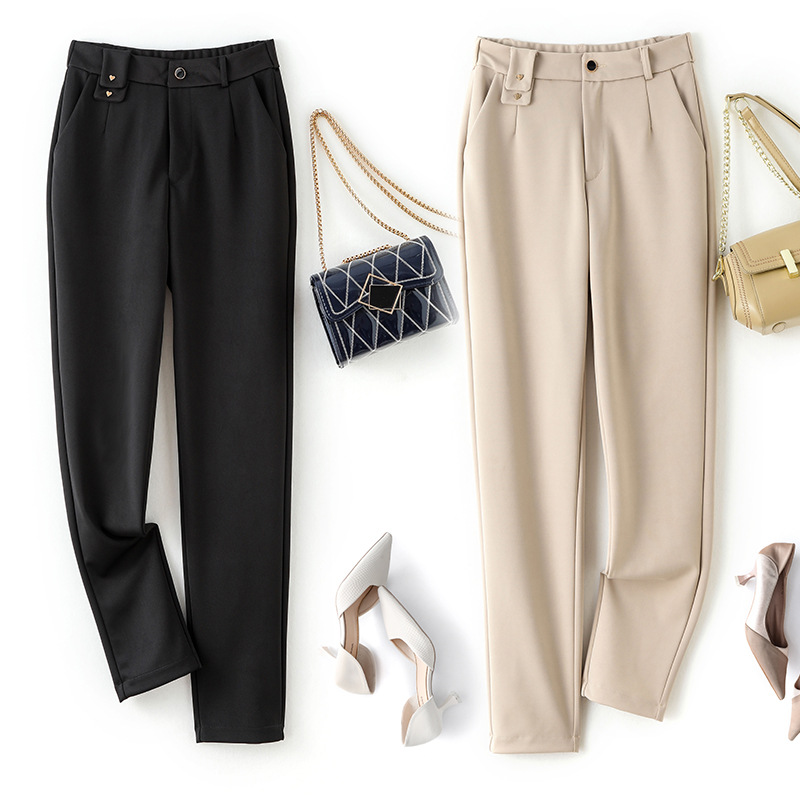 Mom's Casual Trousers 2023 Large Size Spring and Autumn High Waist Women's Pants Middle-aged and Elderly Women's Women's Elastoelastic Waist Straight Trousers