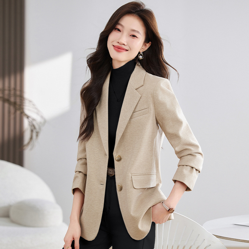 Professional Suit Jacket Women's Spring and Autumn Style Temperament High-end Sense Mid-length Casual Suit White-collar Workplace Top
