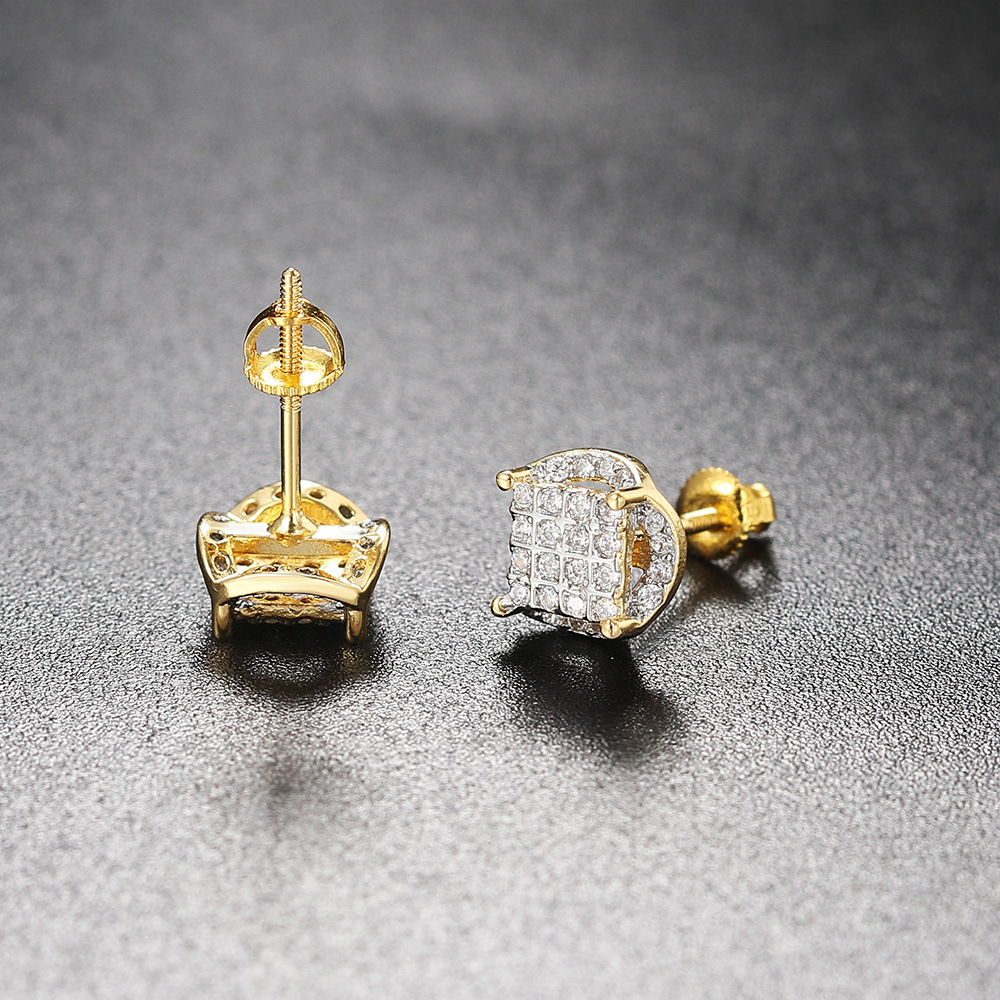 5g Weight Copper Ear Needle Material White Gold Plated, Gold Plated Plating Material Zircon Inlay Material Ear Studs Classification 1 Pair Quantity Daily, Party, Street Occasion Copper Material Round, Square, Heart Shape Pattern Unisex Gender Plating, Inlay Design Hip-Hop Style Gold, Silver Color 1 Pair Hip-Hop Round Square Heart Shape Plating Inlay Copper Zircon White Gold Plated Gold Plated Ear Studs 9