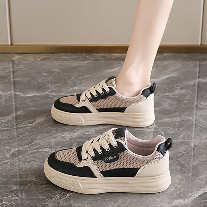2025 zapatos de verano para mujer nuevos zapatos de lona transpirables para mujer, versión coreana de todo fósforo, plataforma deportiva y casual, zapatillas bajas, zapatos de moda