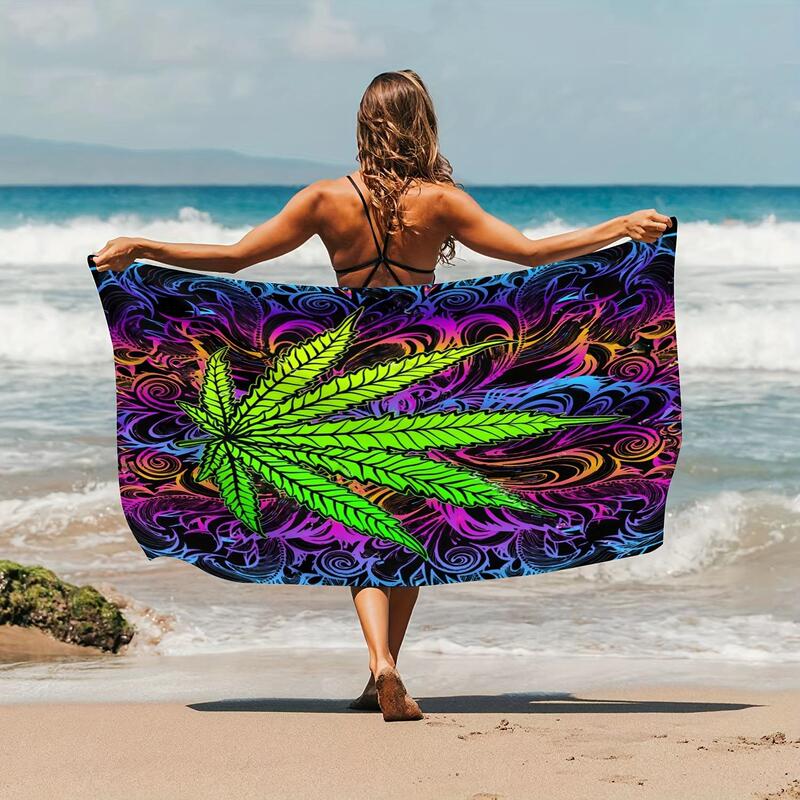 Leaf Pattern Summer Microfiber Beach Towel, Bath Towel, Yoga Towel, Multi-Purpose for Swimming Pool Use Leaf Pattern Summer Microfiber Beach Towel, Bath Towel, Yoga Towel, Multi-Purpose for Swimming Pool Use